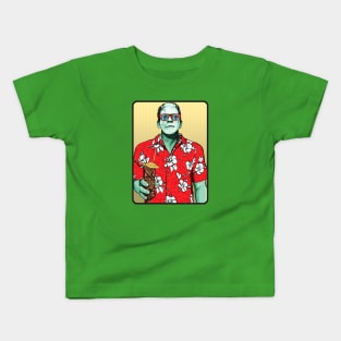 Tiki Frankenstein w/ thatch background Kids T-Shirt